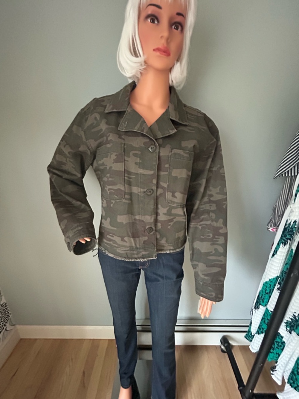 Sanctuary Olive Green Camo Cotton Jacket